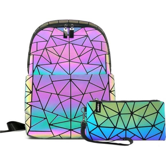 Geometric Women\'s Backpack Geometries Glow Large Purse Laptop Backpack main image 7